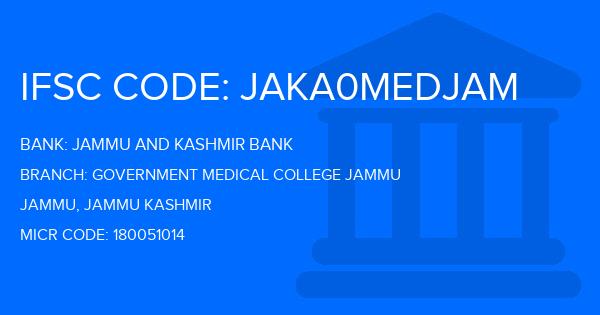 Jammu And Kashmir Bank Government Medical College Jammu Branch IFSC Code