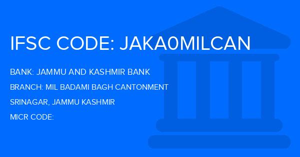 Jammu And Kashmir Bank Mil Badami Bagh Cantonment Branch IFSC Code