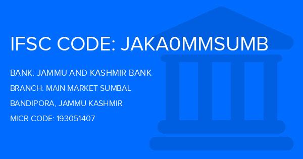Jammu And Kashmir Bank Main Market Sumbal Branch IFSC Code