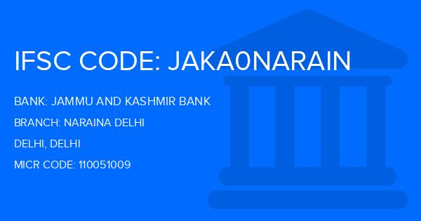 Jammu And Kashmir Bank Naraina Delhi Branch IFSC Code