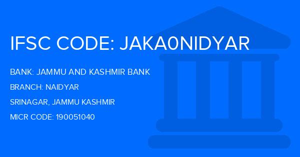 Jammu And Kashmir Bank Naidyar Branch IFSC Code