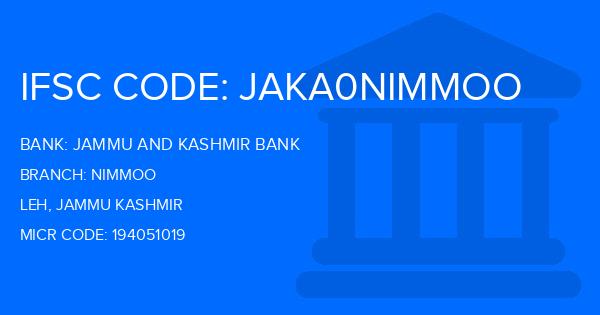 Jammu And Kashmir Bank Nimmoo Branch IFSC Code