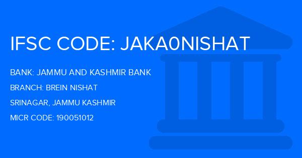Jammu And Kashmir Bank Brein Nishat Branch IFSC Code
