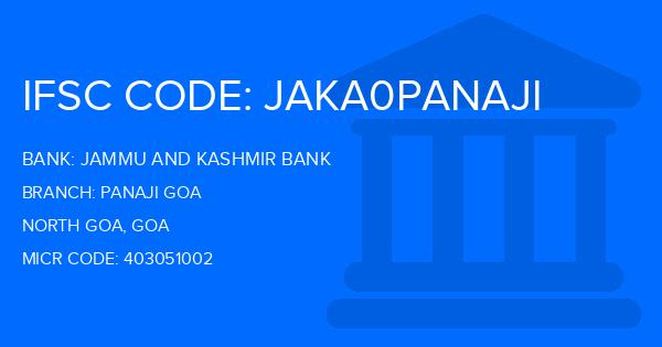 Jammu And Kashmir Bank Panaji Goa Branch IFSC Code