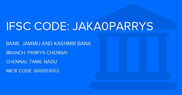 Jammu And Kashmir Bank Parrys Chennai Branch IFSC Code
