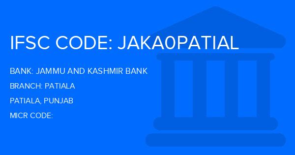 Jammu And Kashmir Bank Patiala Branch IFSC Code