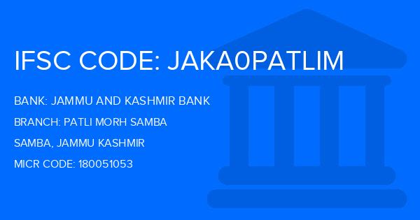 Jammu And Kashmir Bank Patli Morh Samba Branch IFSC Code
