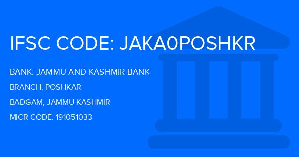 Jammu And Kashmir Bank Poshkar Branch IFSC Code
