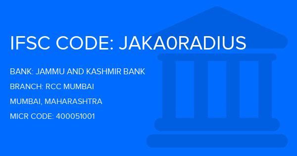 Jammu And Kashmir Bank Rcc Mumbai Branch IFSC Code