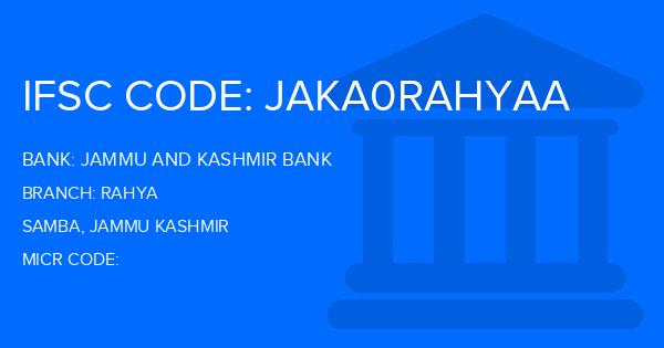 Jammu And Kashmir Bank Rahya Branch IFSC Code