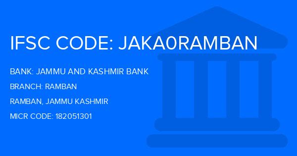 Jammu And Kashmir Bank Ramban Branch IFSC Code