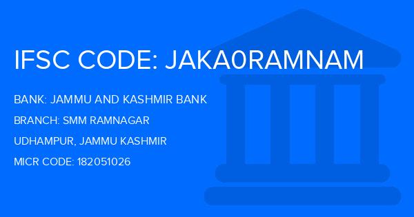 Jammu And Kashmir Bank Smm Ramnagar Branch IFSC Code