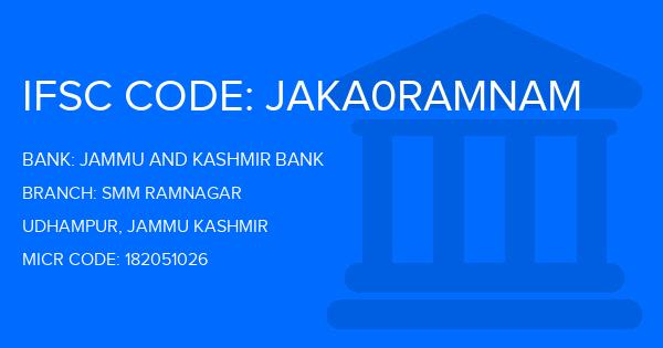 Jammu And Kashmir Bank Smm Ramnagar Branch IFSC Code