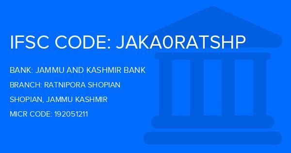Jammu And Kashmir Bank Ratnipora Shopian Branch IFSC Code