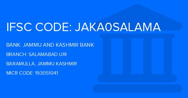 Jammu And Kashmir Bank Salamabad Uri Branch IFSC Code