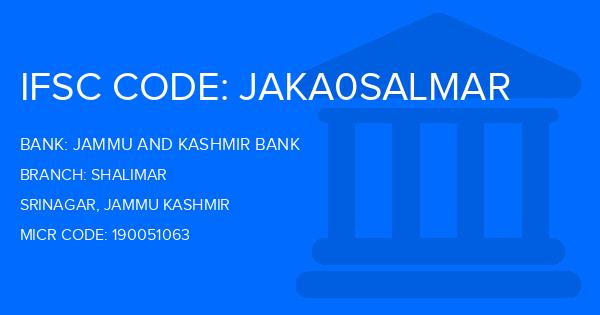 Jammu And Kashmir Bank Shalimar Branch IFSC Code