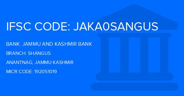 Jammu And Kashmir Bank Shangus Branch IFSC Code