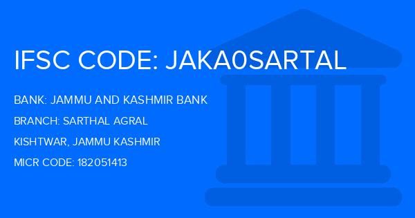 Jammu And Kashmir Bank Sarthal Agral Branch IFSC Code