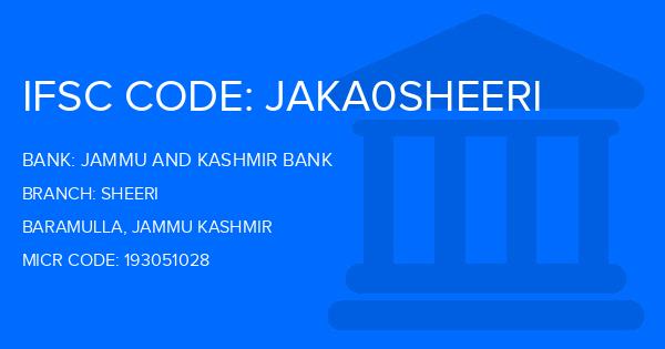 Jammu And Kashmir Bank Sheeri Branch IFSC Code