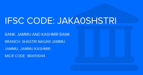 Jammu And Kashmir Bank Shastri Nagar Jammu Branch IFSC Code