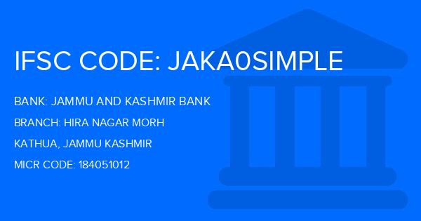 Jammu And Kashmir Bank Hira Nagar Morh Branch IFSC Code