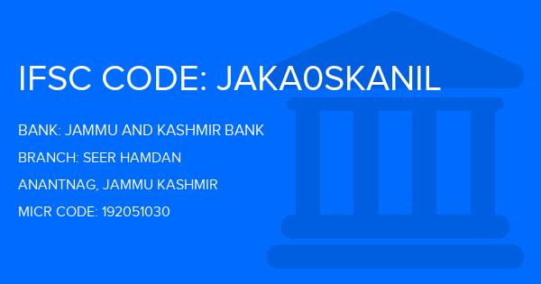 Jammu And Kashmir Bank Seer Hamdan Branch IFSC Code