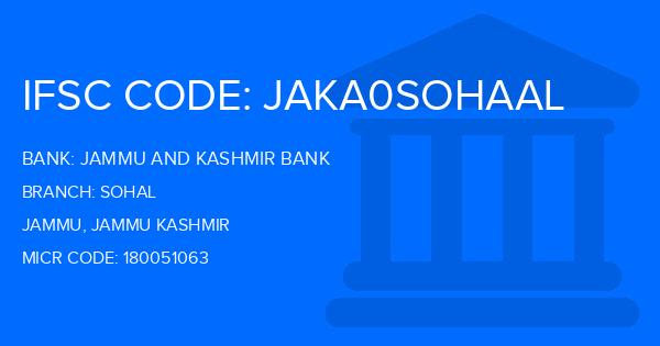 Jammu And Kashmir Bank Sohal Branch IFSC Code