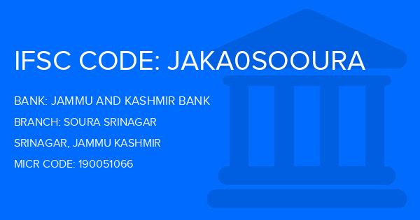 Jammu And Kashmir Bank Soura Srinagar Branch IFSC Code