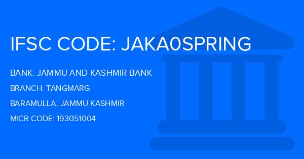 Jammu And Kashmir Bank Tangmarg Branch IFSC Code