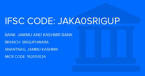 Jammu And Kashmir Bank Sriguphwara Branch IFSC Code