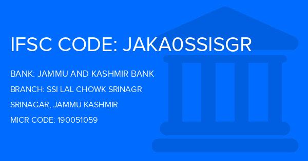 Jammu And Kashmir Bank Ssi Lal Chowk Srinagr Branch IFSC Code
