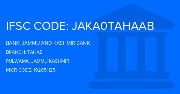 Jammu And Kashmir Bank Tahab Branch IFSC Code