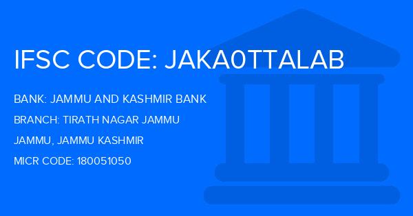 Jammu And Kashmir Bank Tirath Nagar Jammu Branch IFSC Code