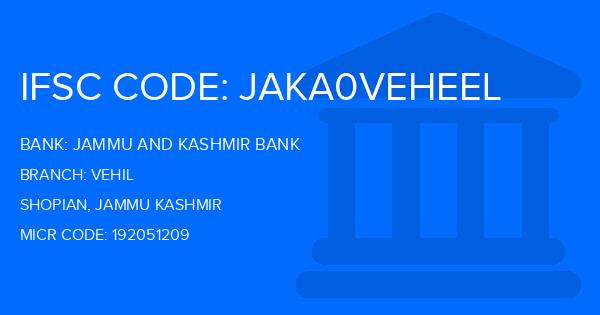Jammu And Kashmir Bank Vehil Branch IFSC Code