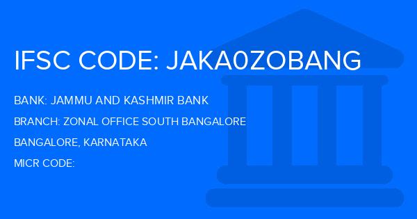 Jammu And Kashmir Bank Zonal Office South Bangalore Branch IFSC Code