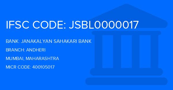 Janakalyan Sahakari Bank Andheri Branch IFSC Code