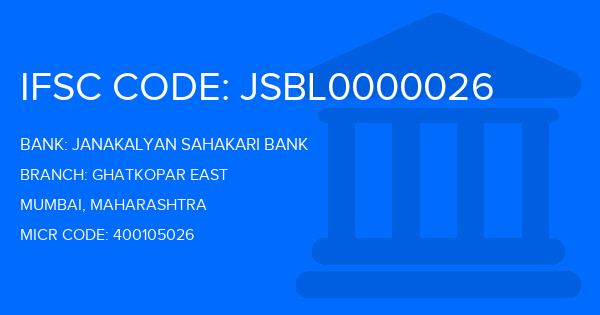 Janakalyan Sahakari Bank Ghatkopar East Branch IFSC Code