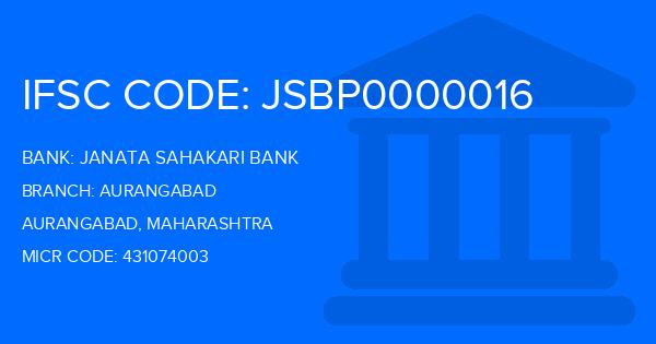 Janata Sahakari Bank Aurangabad Branch IFSC Code