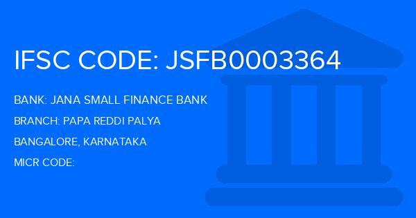 Jana Small Finance Bank Papa Reddi Palya Branch IFSC Code