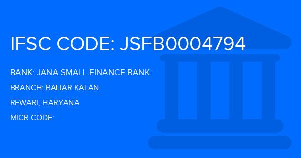 Jana Small Finance Bank Baliar Kalan Branch IFSC Code