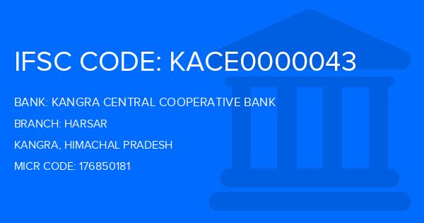 Kangra Central Cooperative Bank (KCCB) Harsar Branch IFSC Code