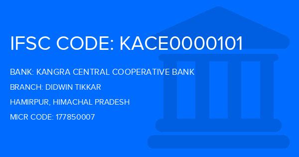 Kangra Central Cooperative Bank (KCCB) Didwin Tikkar Branch IFSC Code
