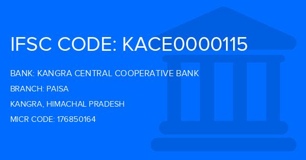 Kangra Central Cooperative Bank (KCCB) Paisa Branch IFSC Code