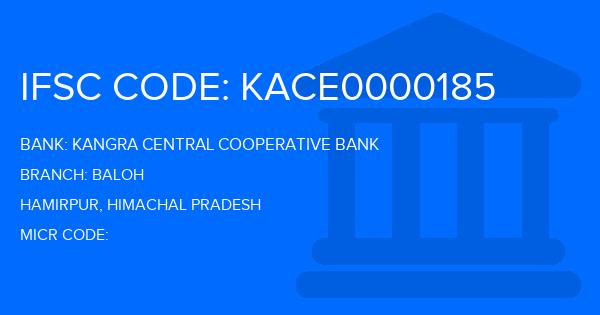 Kangra Central Cooperative Bank (KCCB) Baloh Branch IFSC Code