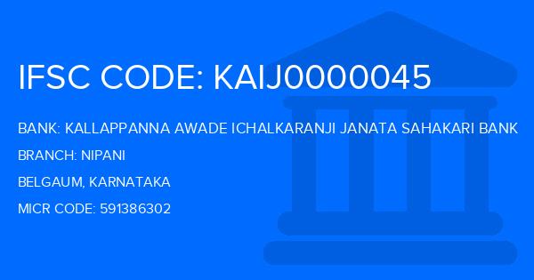 Kallappanna Awade Ichalkaranji Janata Sahakari Bank Nipani Branch IFSC Code