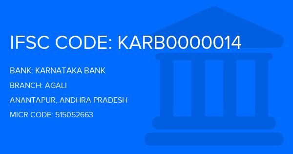 Karnataka Bank Agali Branch IFSC Code