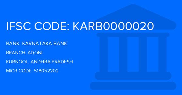 Karnataka Bank Adoni Branch IFSC Code