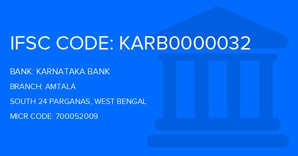 Karnataka Bank Amtala Branch IFSC Code