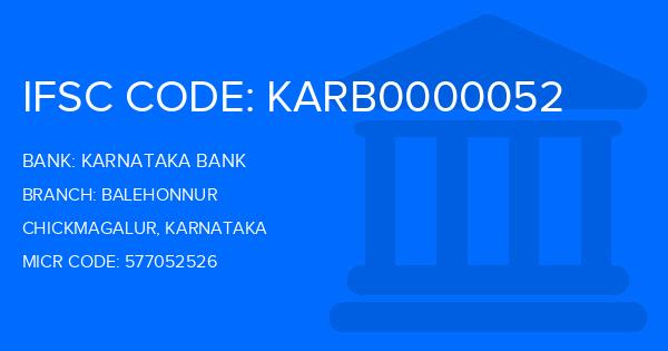 Karnataka Bank Balehonnur Branch IFSC Code