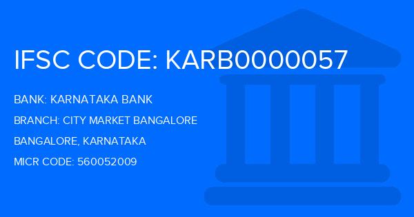 Karnataka Bank City Market Bangalore Branch IFSC Code